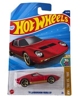 Hot Wheels 71 Lamborghini Miura SV Red HW 70s vs 90s Diecast Car 1:64